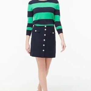 J. Crew Factory NWT Linen blend Button Through A-Line Navy Skirt Size 14